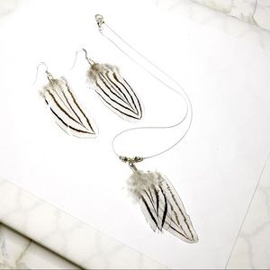 ShanRiLa Handmade Pheasant Feather Jewelry Set
